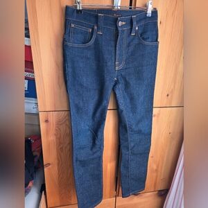 Nudie Thin Finn Dark Wash Slim Straight Organic Cotton Jeans Size 28